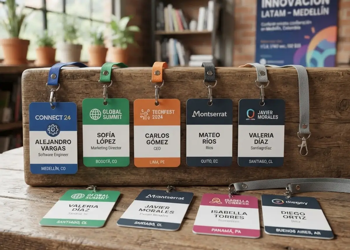 Event badges on cardstock