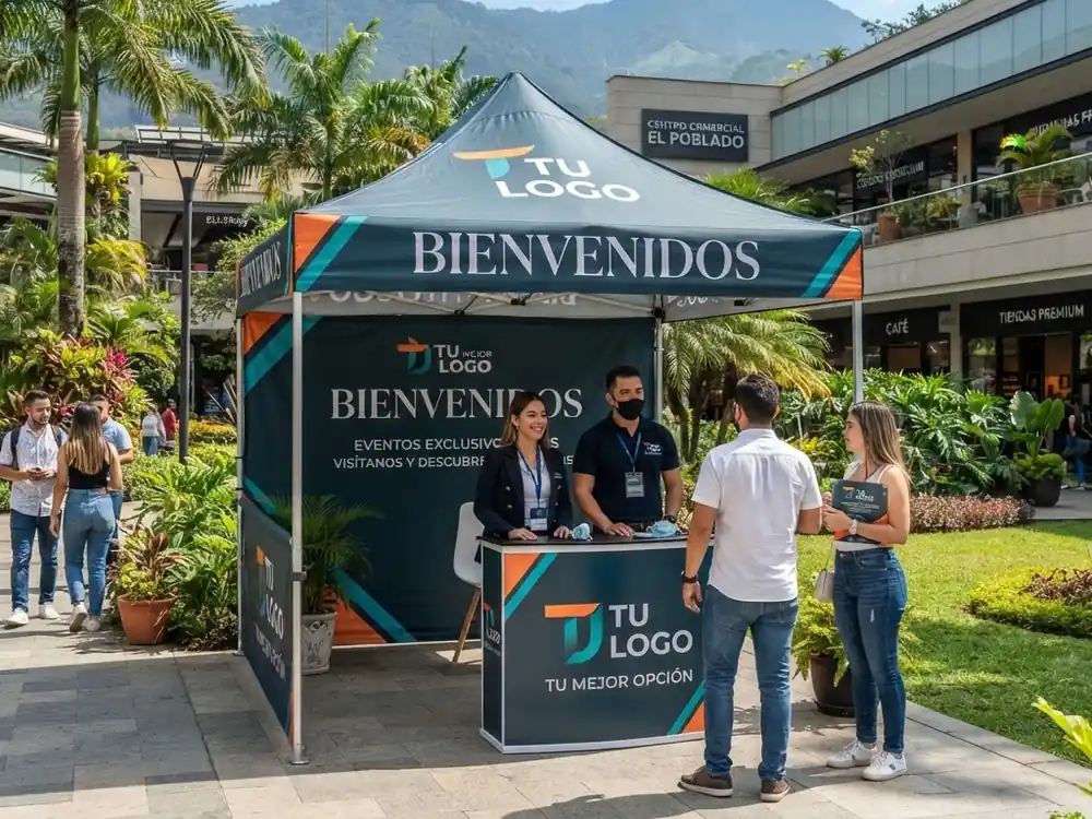 Custom branded event tents for activations in Medellín