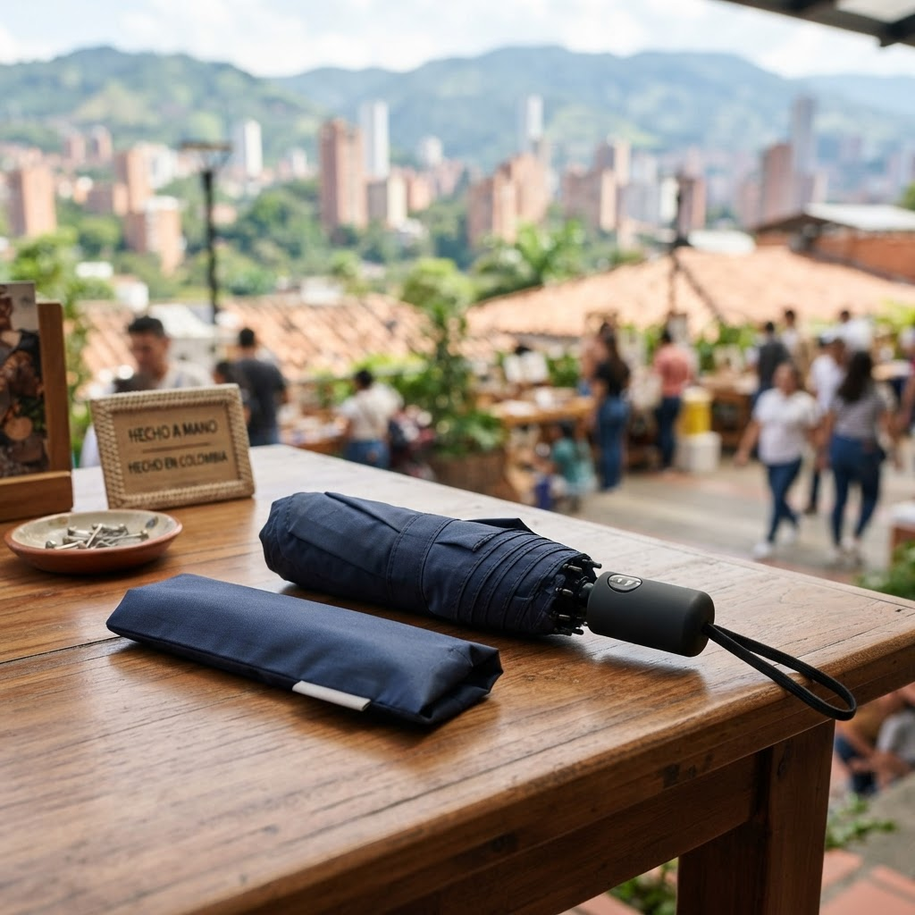 Sombrilla plegable para producción gráfica profesional