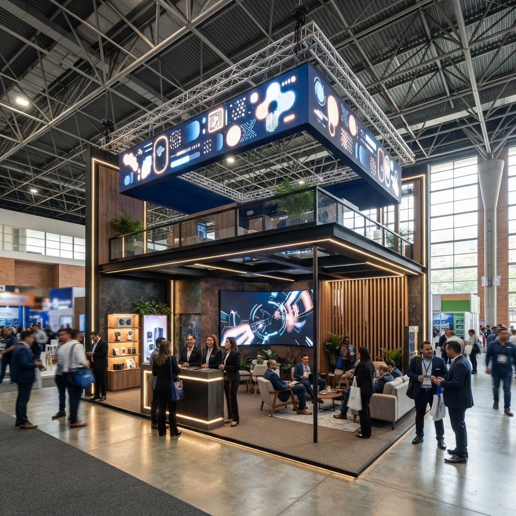 Stand doble altura para producción gráfica profesional