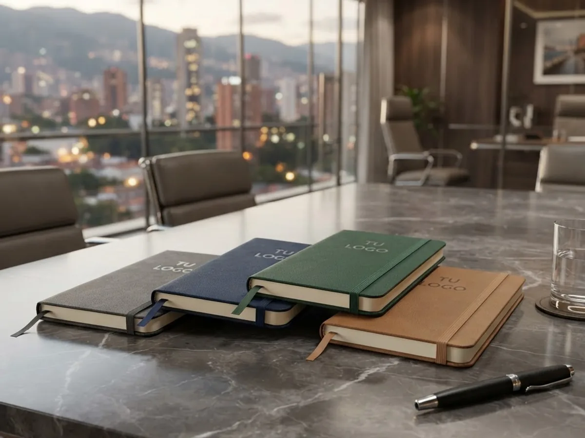 Custom corporate notebooks with graphic production in Medellín