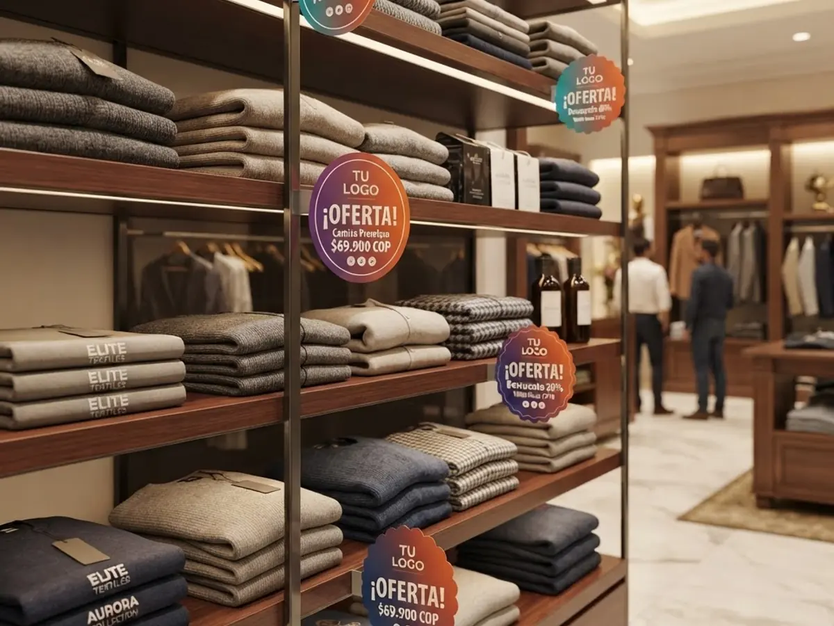 Printed shelf talkers for retail aisles in Medellín