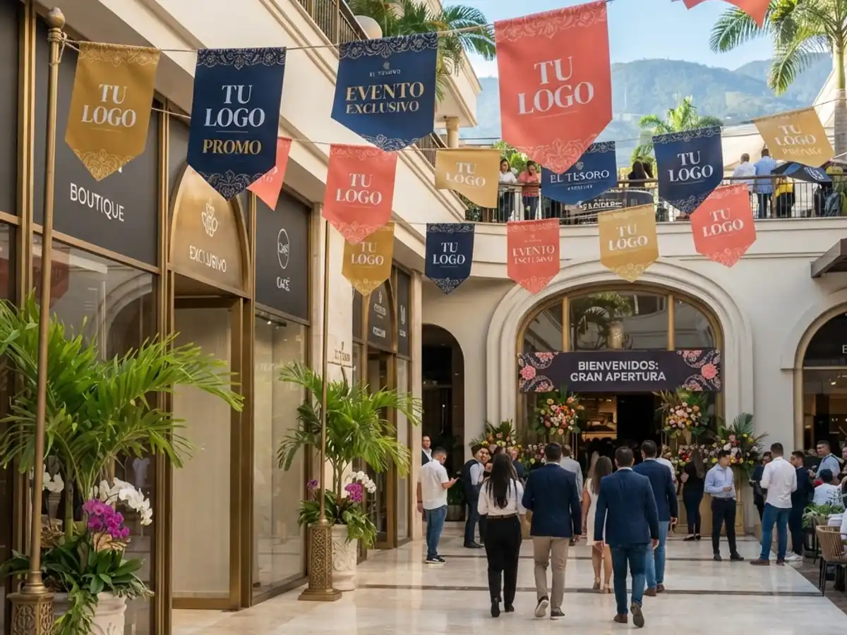 Printed pennants for events, retail spaces and brand activations in Medellín